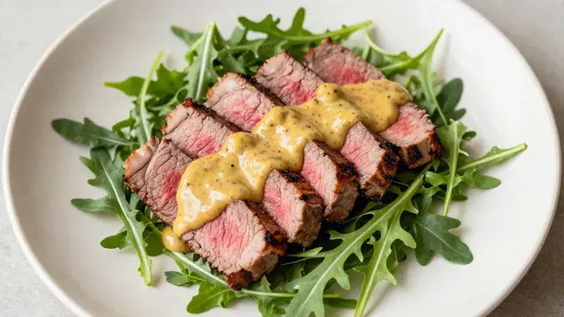 Steak & Arugula Plate with Mustard Dressing