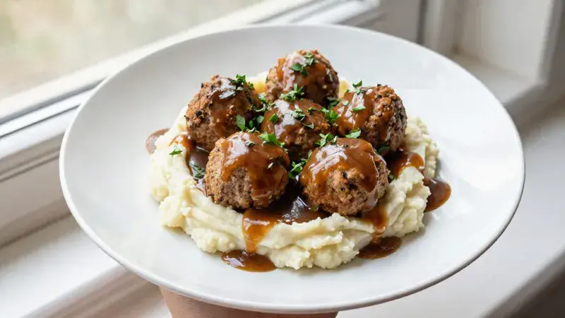 Keto Turkey Meatballs with Cauliflower Mash