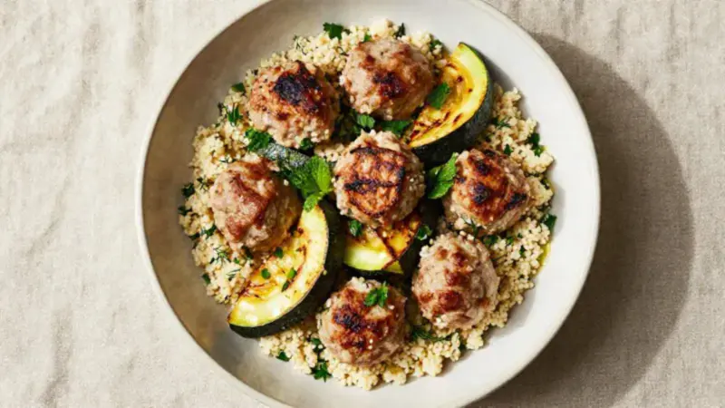 Mediterranean Air-Fryer Turkey Meatball Feast