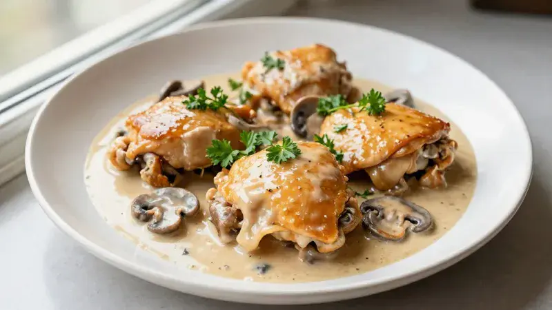 Chicken Thighs with Creamy Mushroom Sauce