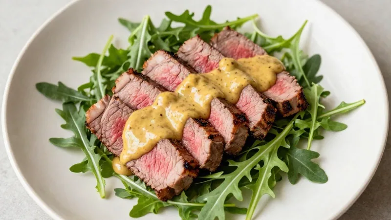 Steak & Arugula Plate with Mustard Dressing