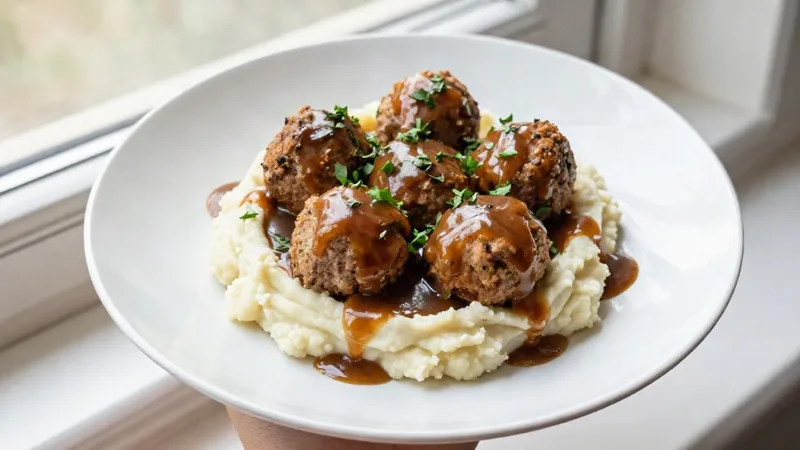 Keto Turkey Meatballs with Cauliflower Mash