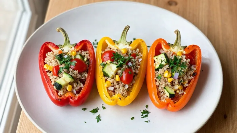 Stuffed Bell Peppers with Quinoa & Veggies