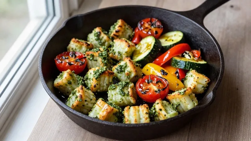Crispy Pesto Gnocchi Skillet Delight