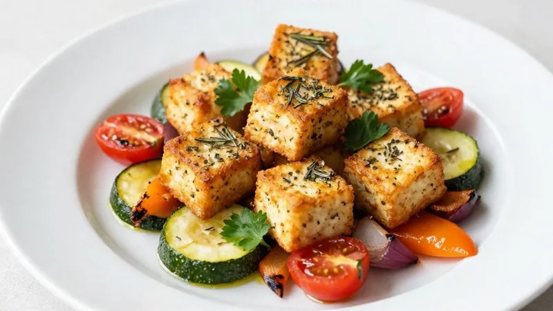 Air-Fryer Crispy Tofu Bites with Italian Herb Seasoning