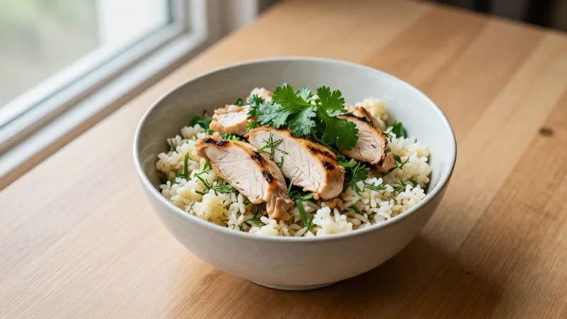 Cauliflower Rice Bowl with Chicken & Herbs
