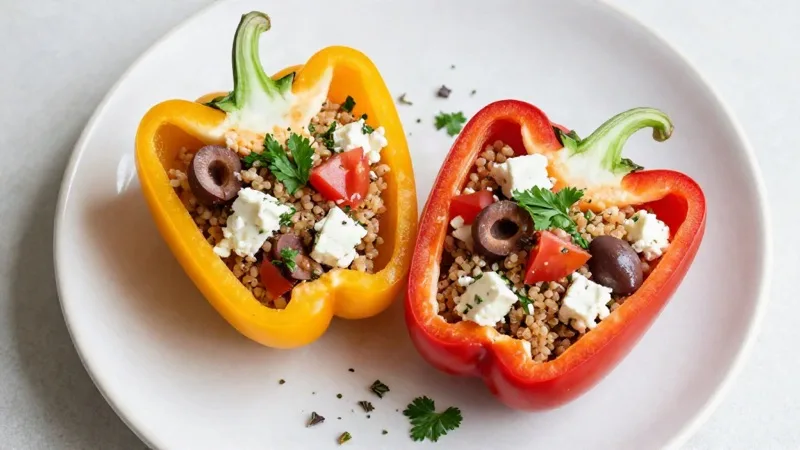 Air-Fryer Mediterranean Quinoa Stuffed Peppers