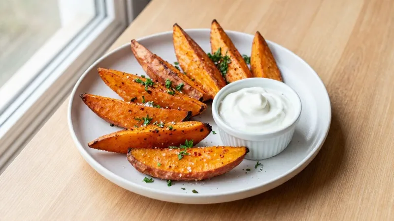 Air-Fryer Spicy Sweet Potato Wedges