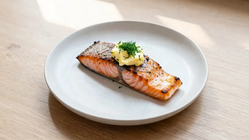 Grilled Salmon with Egg Butter
