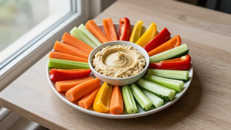 Hummus & Rainbow Veggie Sticks