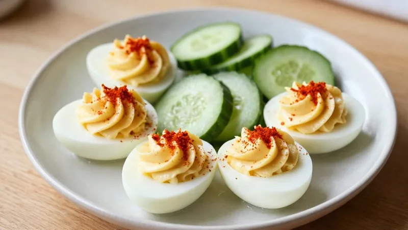 Deviled Eggs & Cucumber Bites