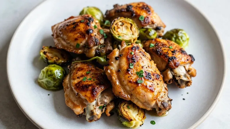 Chicken Thighs with Roasted Brussels Sprouts