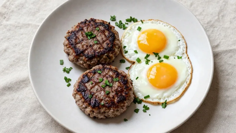 Ground Lamb Patties & Fried Eggs